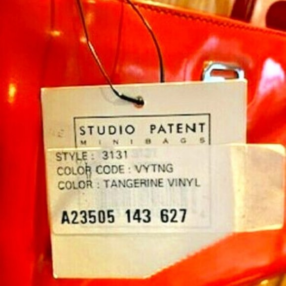 NWT Etienne Aigner Womens Tangerine Vinyl Zipped Crossbody Minibag - Picture 5 of 5